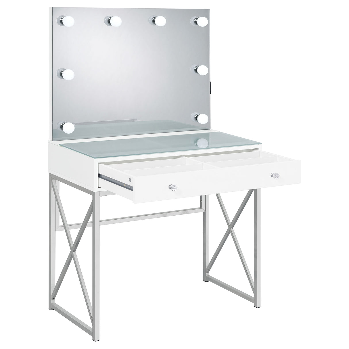 Eliza Makeup Vanity Table with LED Mirror and Stool - galleria furniture outlet