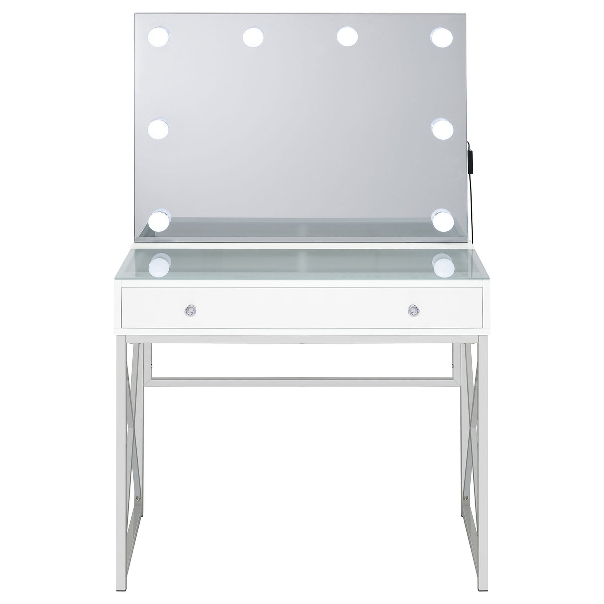 Eliza Makeup Vanity Table with LED Mirror and Stool - galleria furniture outlet