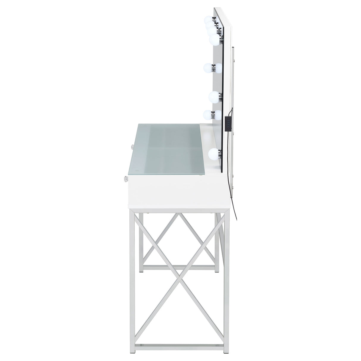 Eliza Makeup Vanity Table with LED Mirror and Stool - galleria furniture outlet