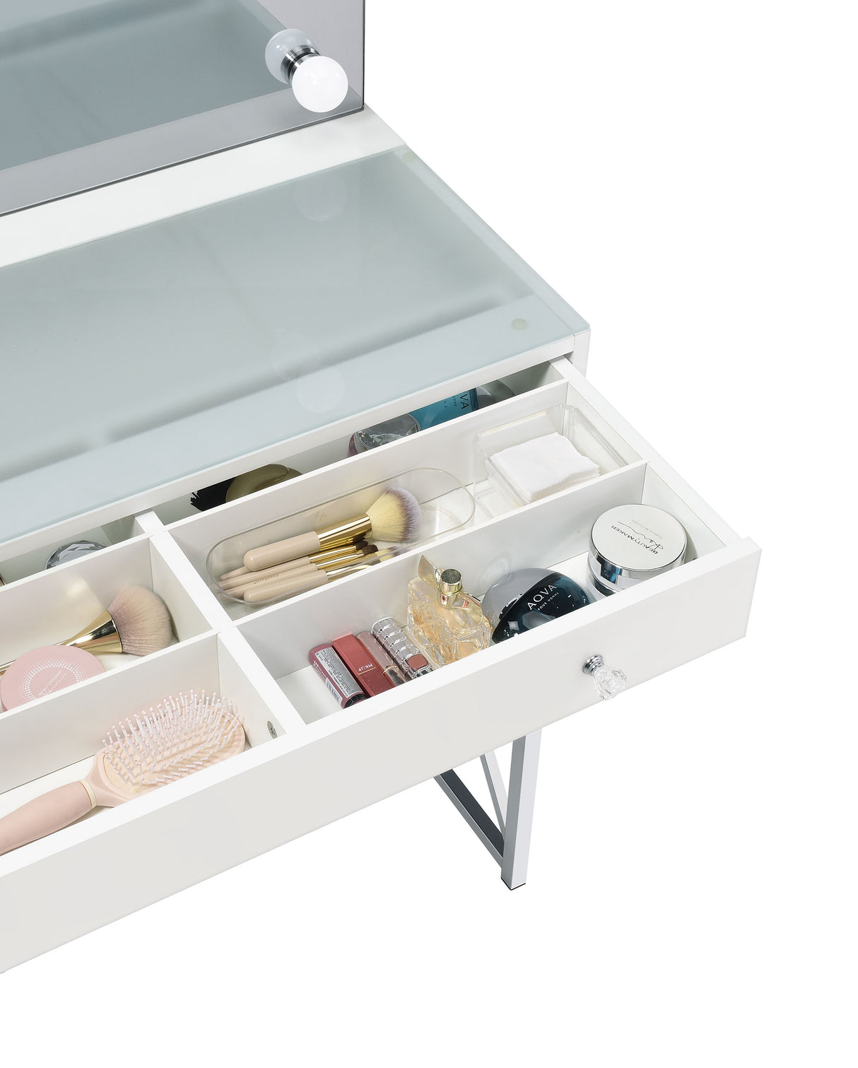 Eliza Makeup Vanity Table with LED Mirror and Stool - galleria furniture outlet