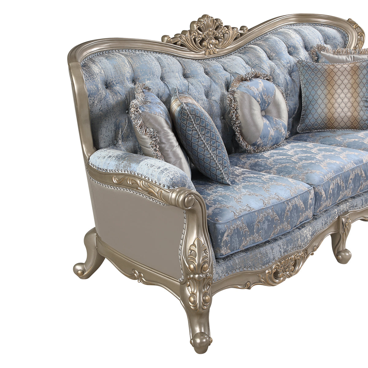 Royale Sofa in Blue and Champagne