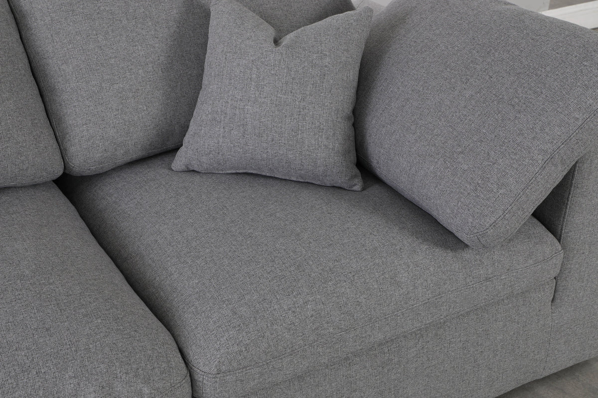 Serene Grey Linen Fabric Deluxe Cloud Modular Sectional