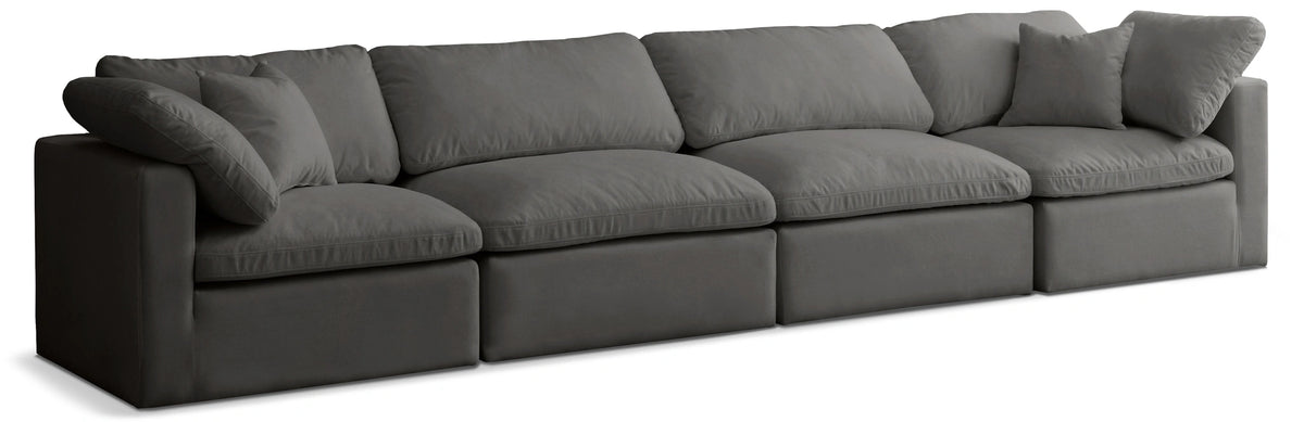 Plush Grey Velvet Standard Cloud Modular Sofa