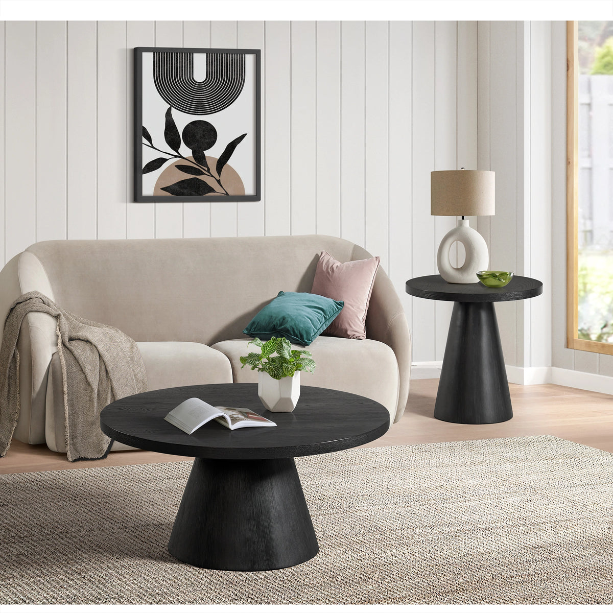 Portland 2PC Occasional Table Set in Black-Coffee Table & End Table