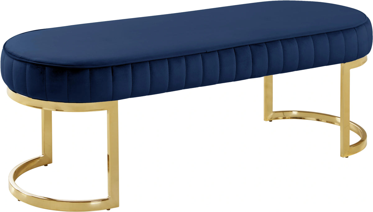 Lemar Navy Velvet Bench