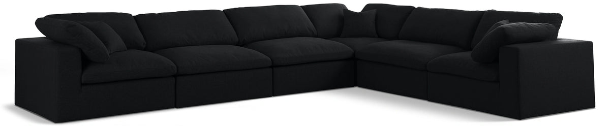 Serene Black Linen Fabric Deluxe Cloud Modular Sectional