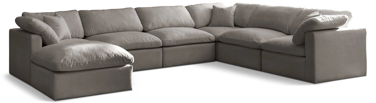 Plush Grey Velvet Standard Cloud Modular Sectional