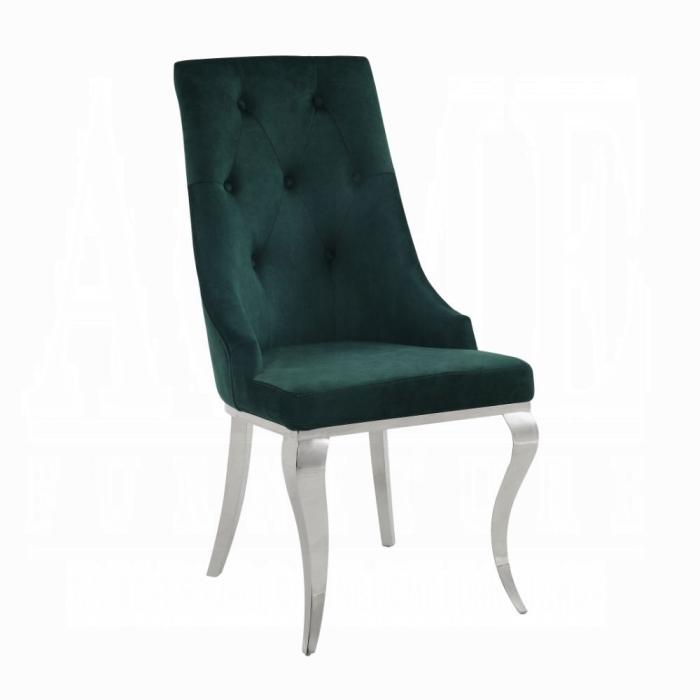 Dekel Green Fabric & Stainless Steel Side Chair - galleria furniture outlet