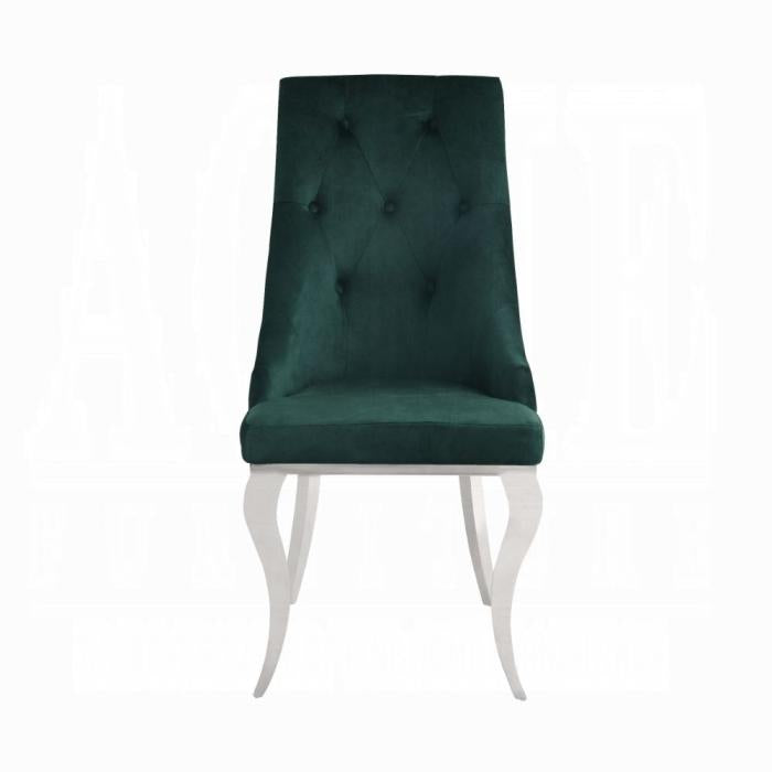 Dekel Green Fabric & Stainless Steel Side Chair - galleria furniture outlet