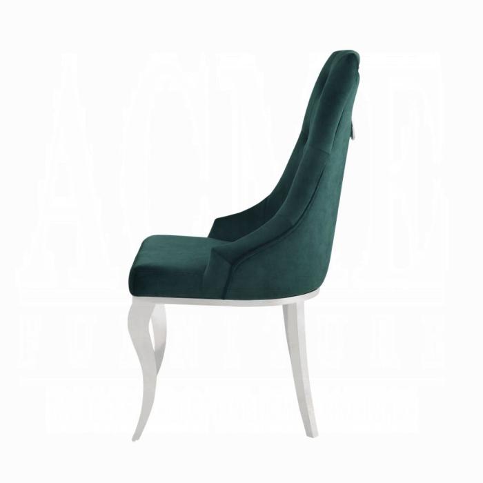 Dekel Green Fabric & Stainless Steel Side Chair - galleria furniture outlet