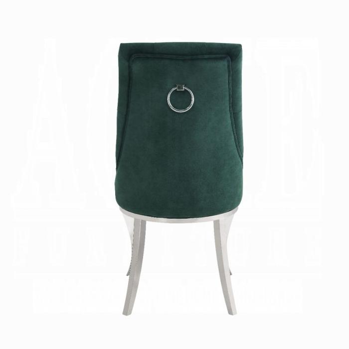 Dekel Green Fabric & Stainless Steel Side Chair - galleria furniture outlet