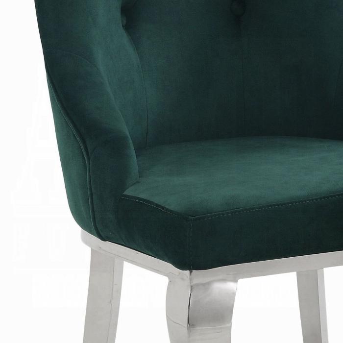 Dekel Green Fabric & Stainless Steel Side Chair - galleria furniture outlet