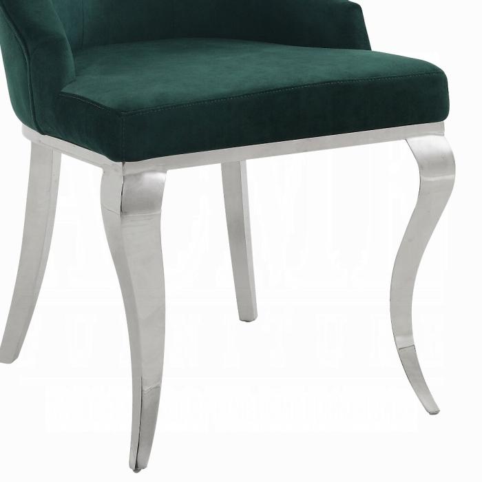 Dekel Green Fabric & Stainless Steel Side Chair - galleria furniture outlet