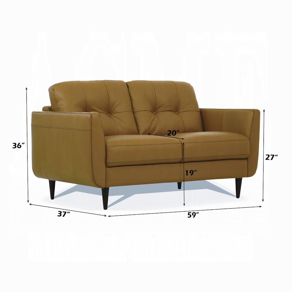 Radwan Camel Leather Loveseat - galleria furniture outlet