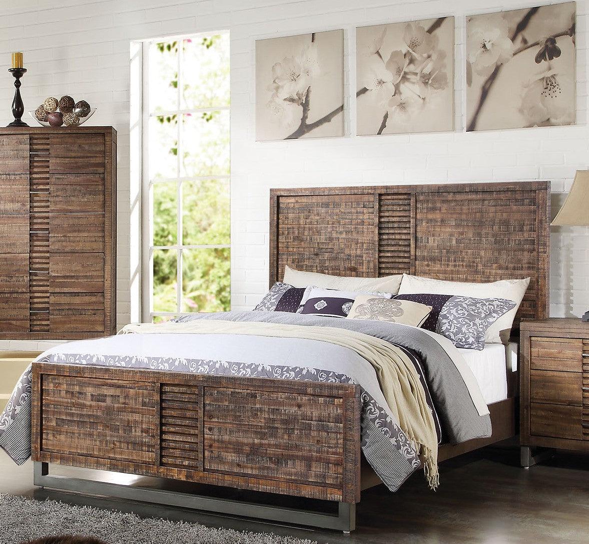 Acme Andria Queen Platform Bed in Reclaimed Oak 21290Q - galleria furniture outlet
