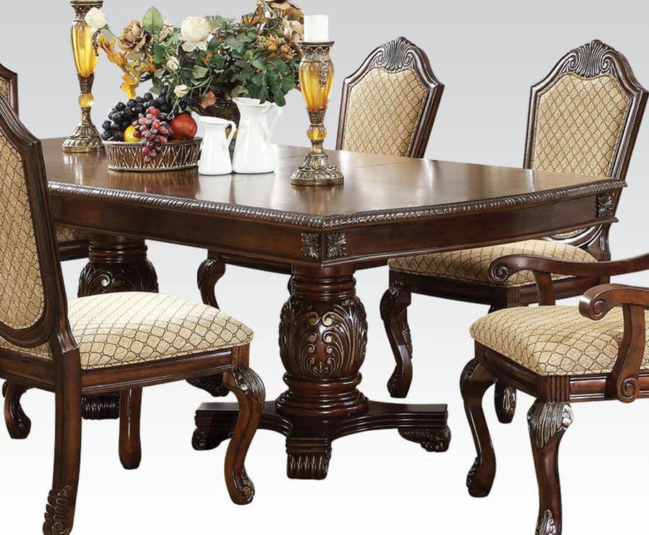 Acme Chateau de Ville Double Pedestal Dining Table in Espresso 64075 - galleria furniture outlet