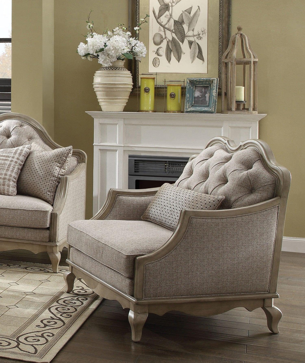 Acme Chelmsford Chair in Beige 56052 - galleria furniture outlet