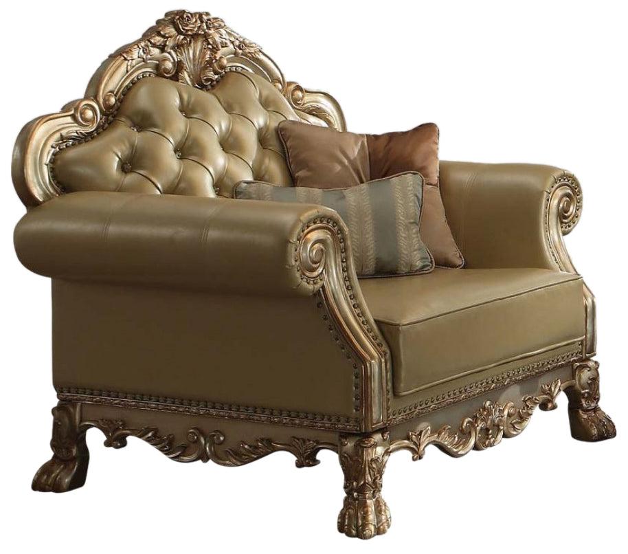 Acme Dresden Chair w/ 2 Pillows in Gold Patina 53162 - galleria furniture outlet