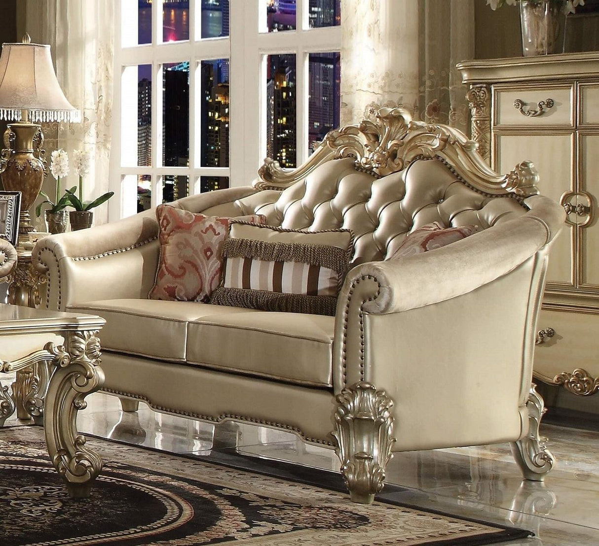 Acme Dresden Loveseat in Gold Patina 53121 - galleria furniture outlet