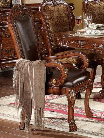 Acme Dresden Pedestal Dining Arm Chairs in Brown Cherry Oak 12154 (Set of 2) - galleria furniture outlet