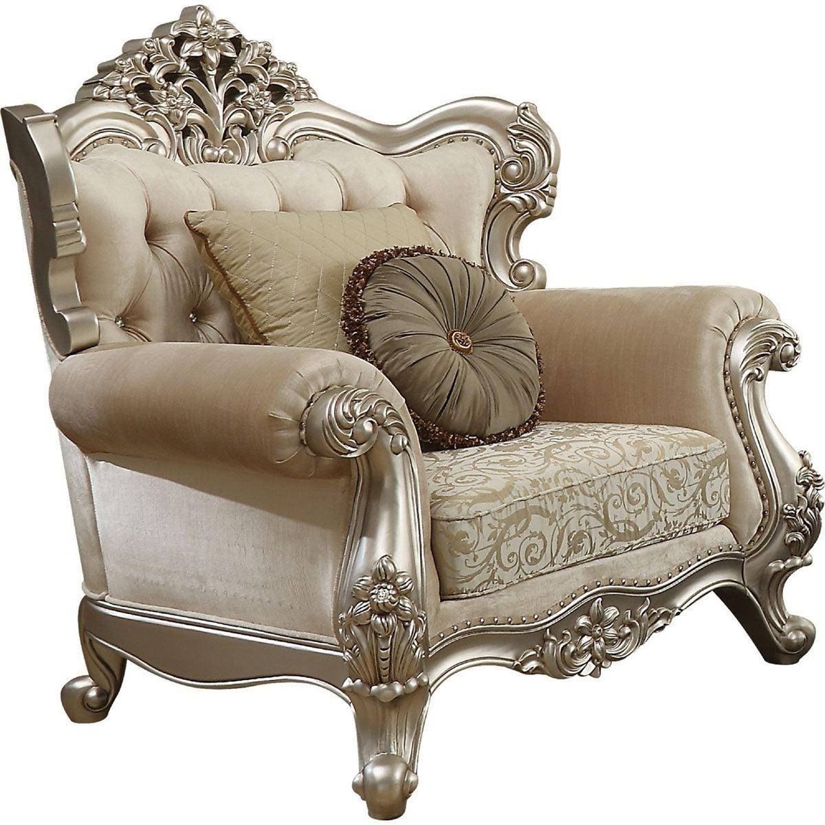 Acme Furniture Bently Chair with 2 Pillows in Champagne 50662 - galleria furniture outlet