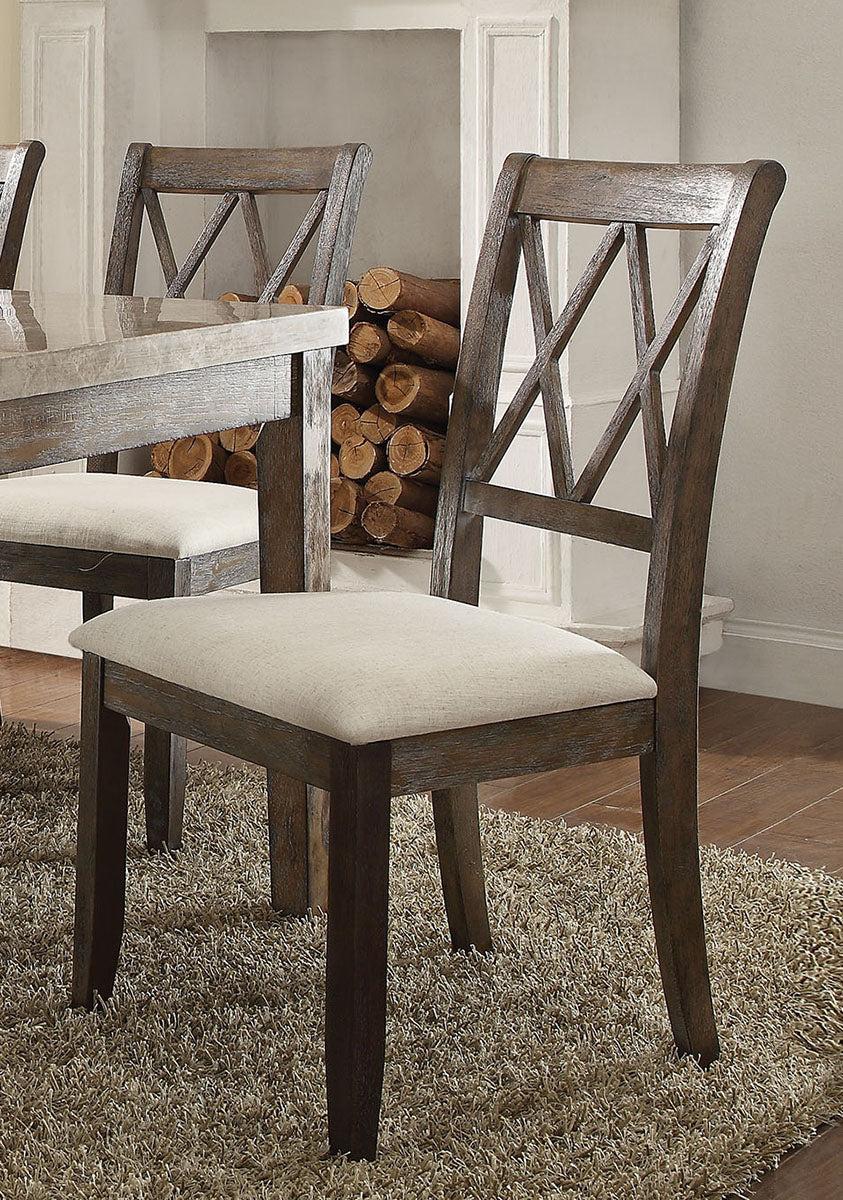 Acme Furniture Claudia Side Chair in Beige and Brown (Set of 2) 71717 - galleria furniture outlet