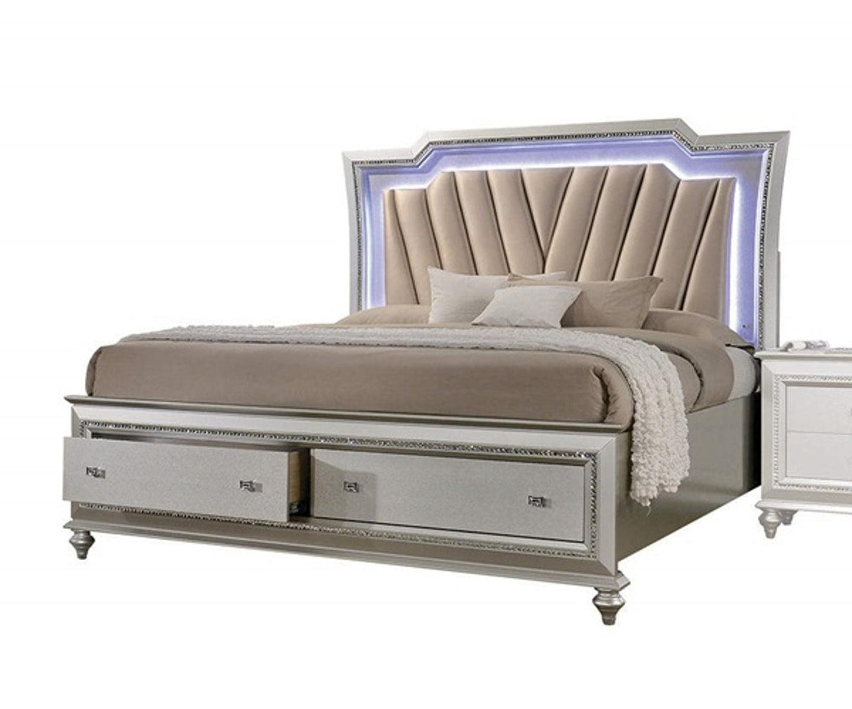 Acme Furniture Kaitlyn King Storage Bed in Champagne - galleria furniture outlet