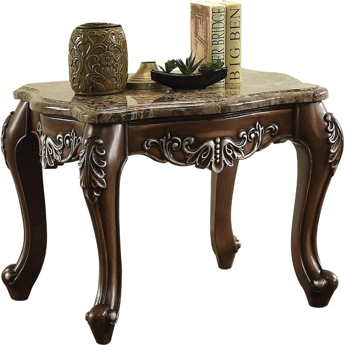 Acme Furniture Latisha End Table in Marble/Antique Oak 82147 - galleria furniture outlet