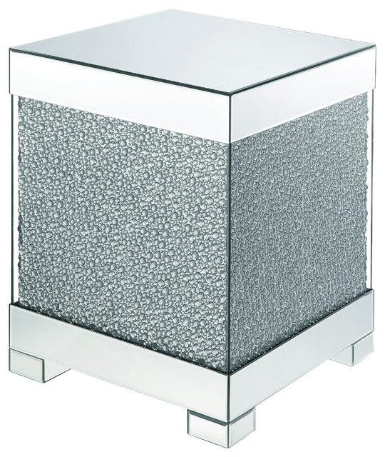 Acme Furniture Mallika End Table in Mirrored/Crystals 87912 - galleria furniture outlet