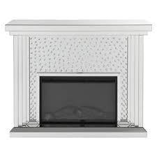 Acme Furniture Nysa Fireplace in Mirrored & Faux Crystals 90204 - galleria furniture outlet