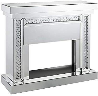 Acme Furniture Nysa Fireplace in Mirrored & Faux Crystals 90272 - galleria furniture outlet