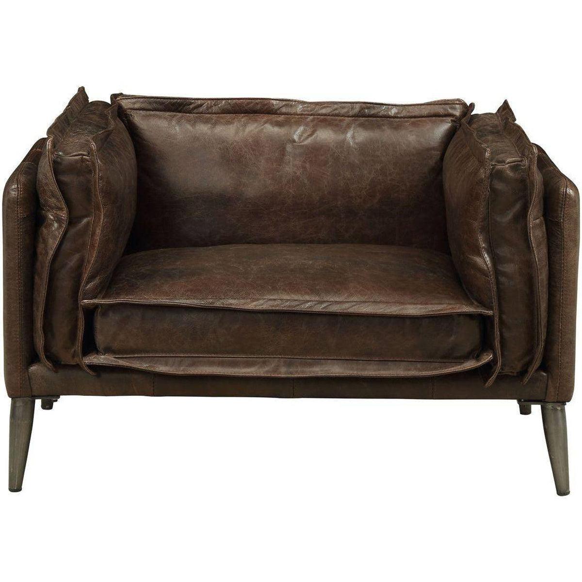 Acme Furniture Porchester Chair in Distress Chocolate 52482 - galleria furniture outlet