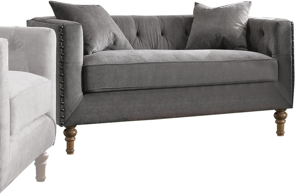 Acme Furniture Sidonia Loveseat in Gray Velvet 53581