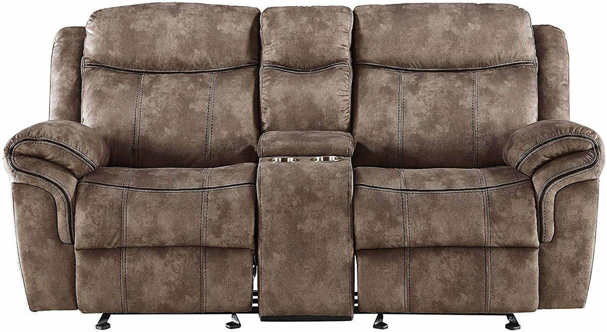 Acme Furniture Zubaida Motion Loveseat with Console in 2-Tone Chocolate Velvet 55021 - galleria furniture outlet