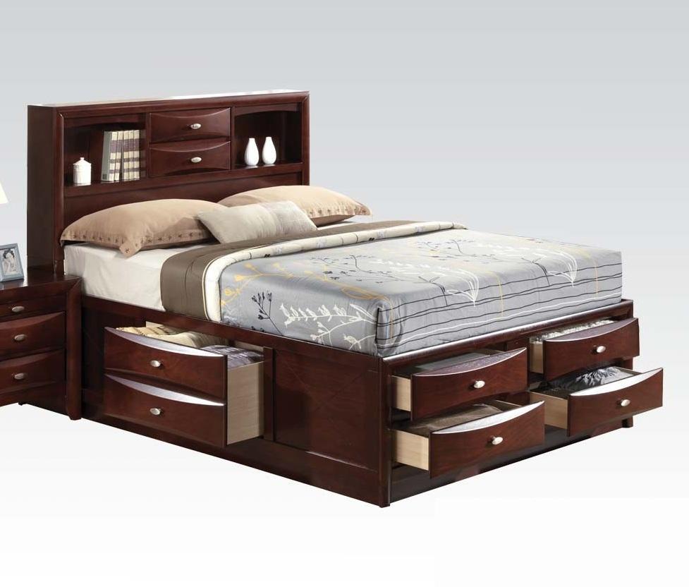 Acme Ireland King Storage Bed in Brown 21596EK - galleria furniture outlet