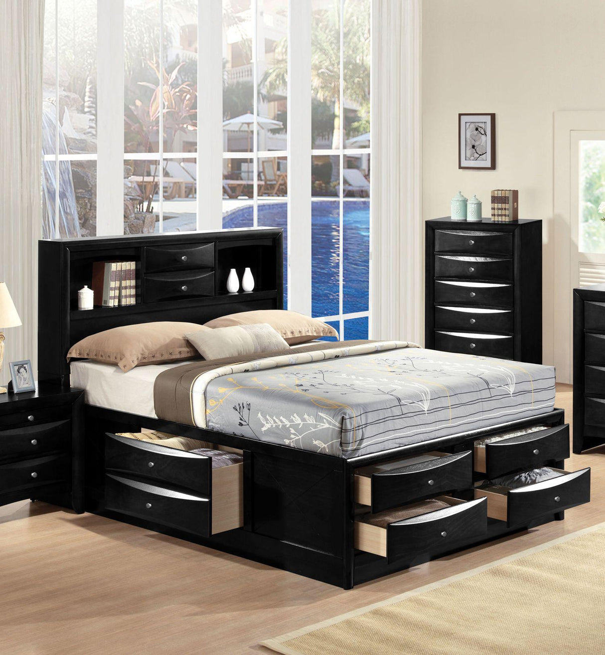 Acme Ireland King Storage Bed in Black 21606EK - galleria furniture outlet