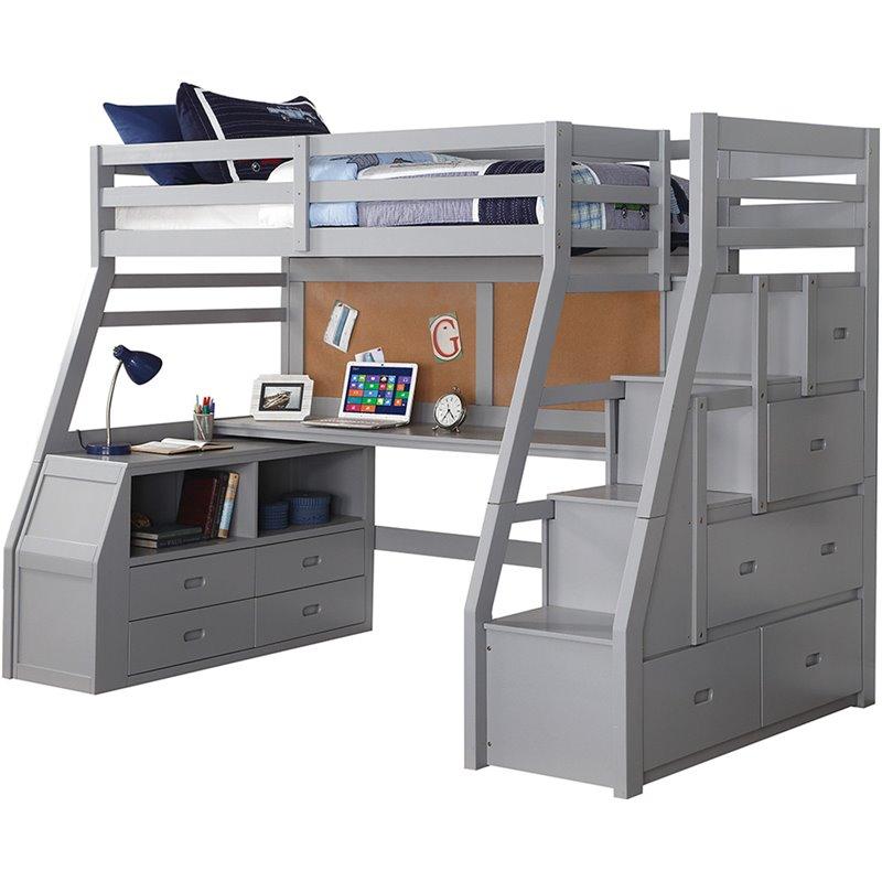 Acme Jason II Twin Loft Bed & Ladder in Gray 37445 - galleria furniture outlet