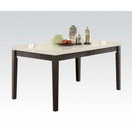 Acme Nolan Rectangular Dining Table in White Marble/Weathered Black 72850 - galleria furniture outlet