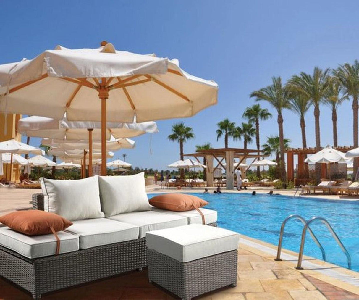 Acme Salena Patio Sofa with Ottoman in Beige 45015 - galleria furniture outlet