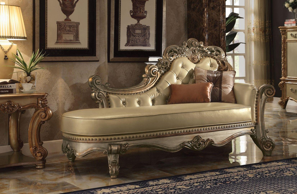 Acme Vendome Chaise in Gold Patina 96485 - galleria furniture outlet
