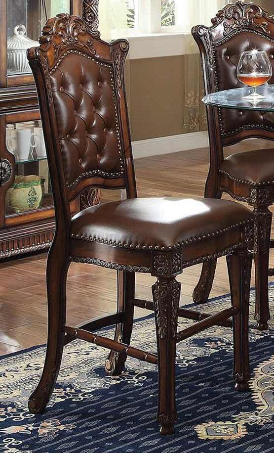 Acme Vendome Counter Height Chair with Tufted Back (Set of 2) in Cherry 62034 - galleria furniture outlet