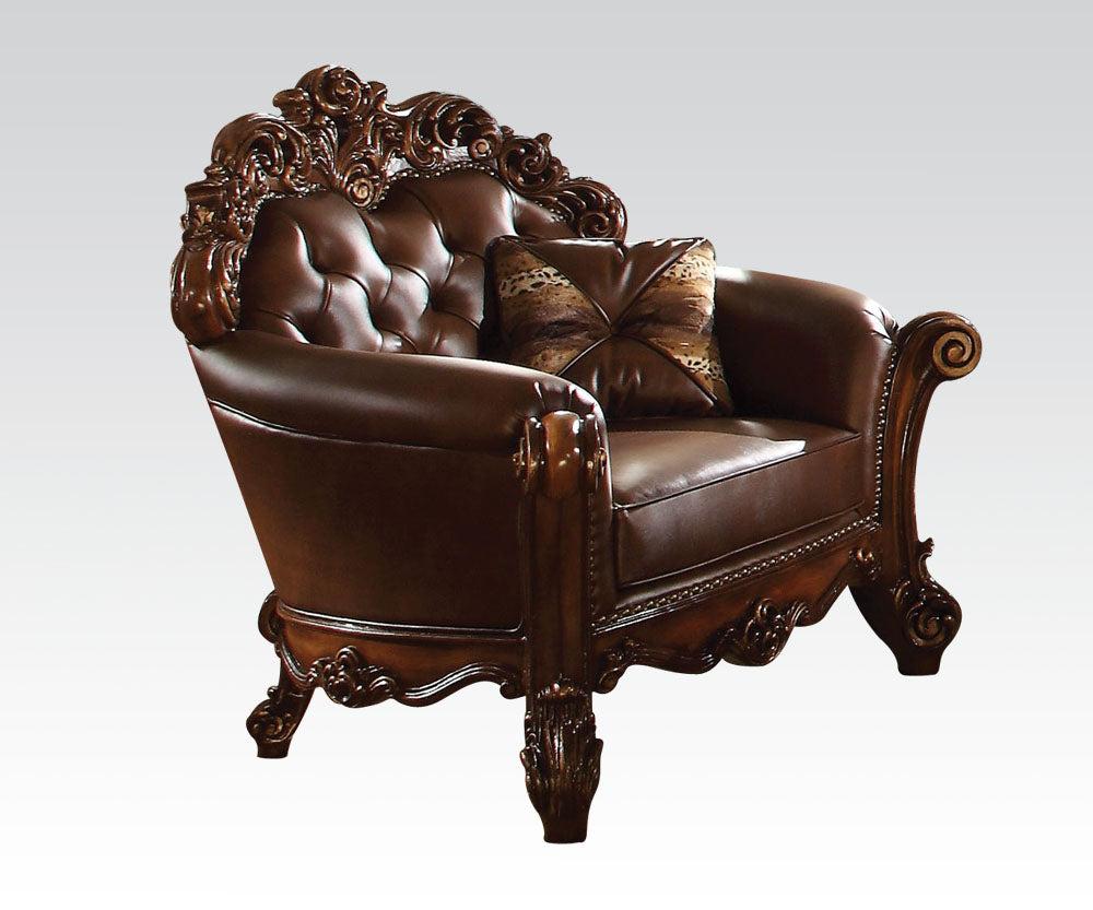 Acme Vendome Upholstered Chair with 1 Pillow in Cherry 52003 - galleria furniture outlet