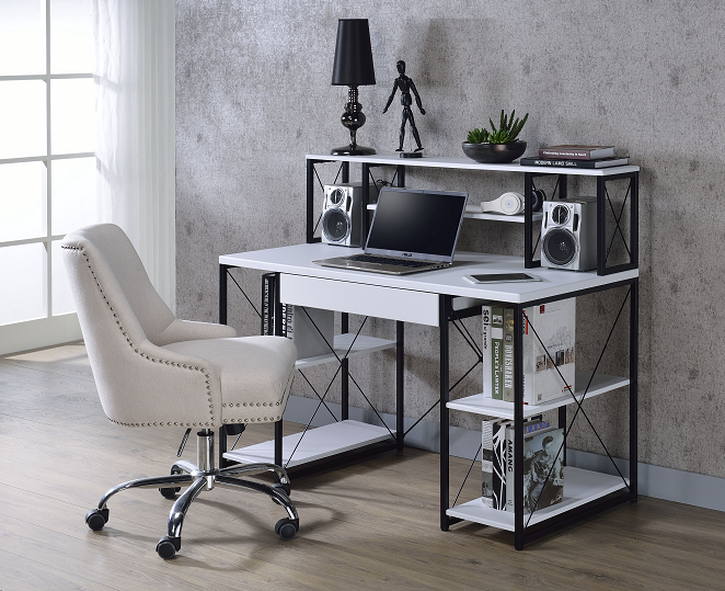 Amiel White & Black Desk - galleria furniture outlet