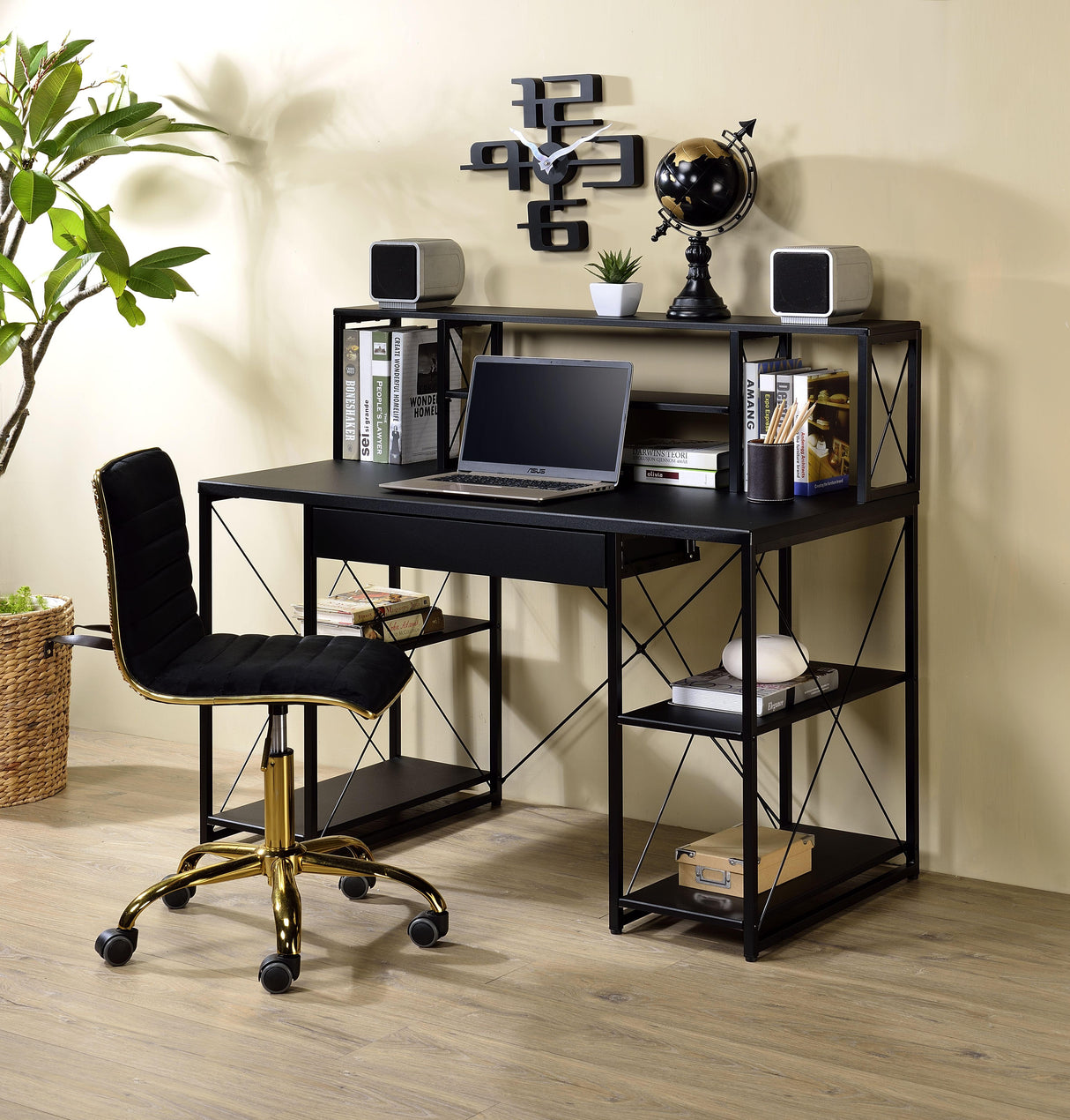 Amiel Black Desk - galleria furniture outlet