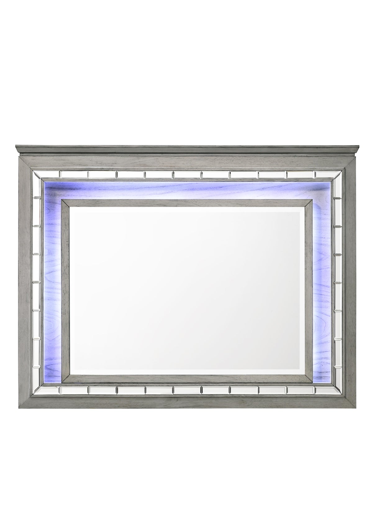 Antares Light Gray Oak Mirror (LED) - galleria furniture outlet