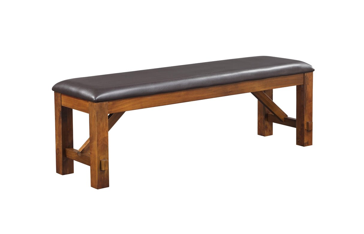 Apollo Espresso PU & Walnut Bench - galleria furniture outlet