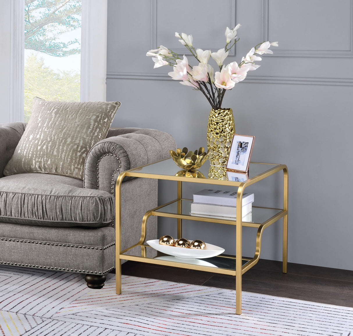 Astrid Gold & Mirror End Table - galleria furniture outlet