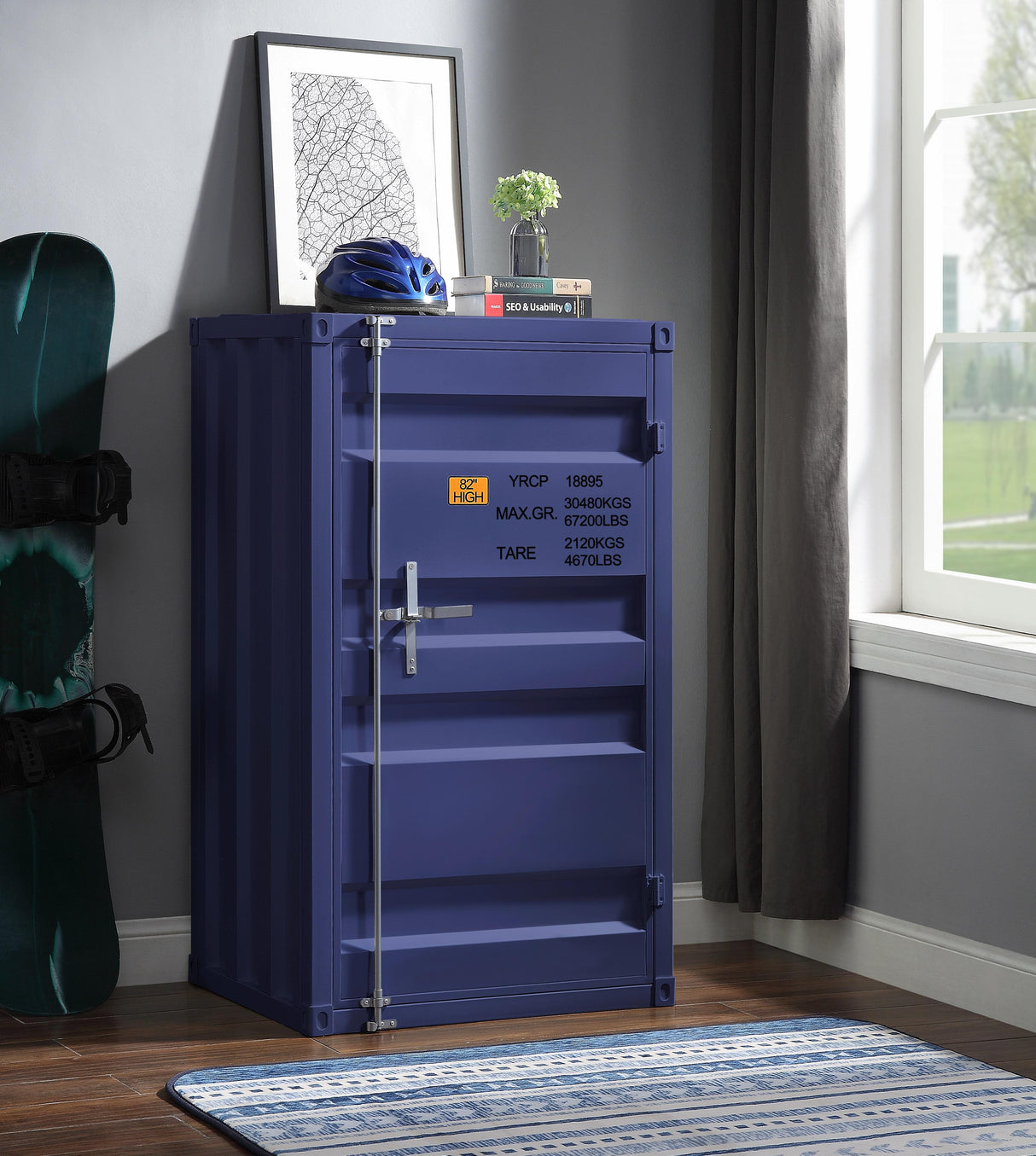 Cargo Blue Chest (Single Door) - galleria furniture outlet