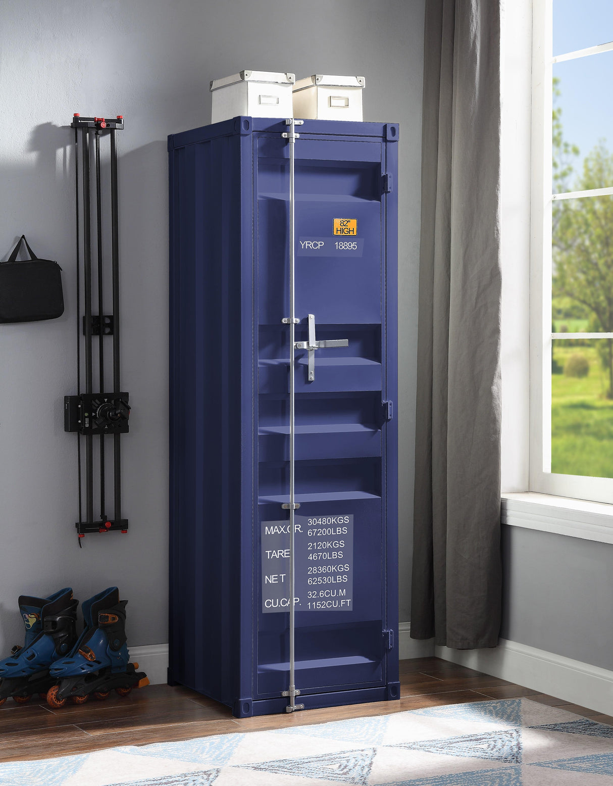 Cargo Blue Wardrobe (Single Door) - galleria furniture outlet