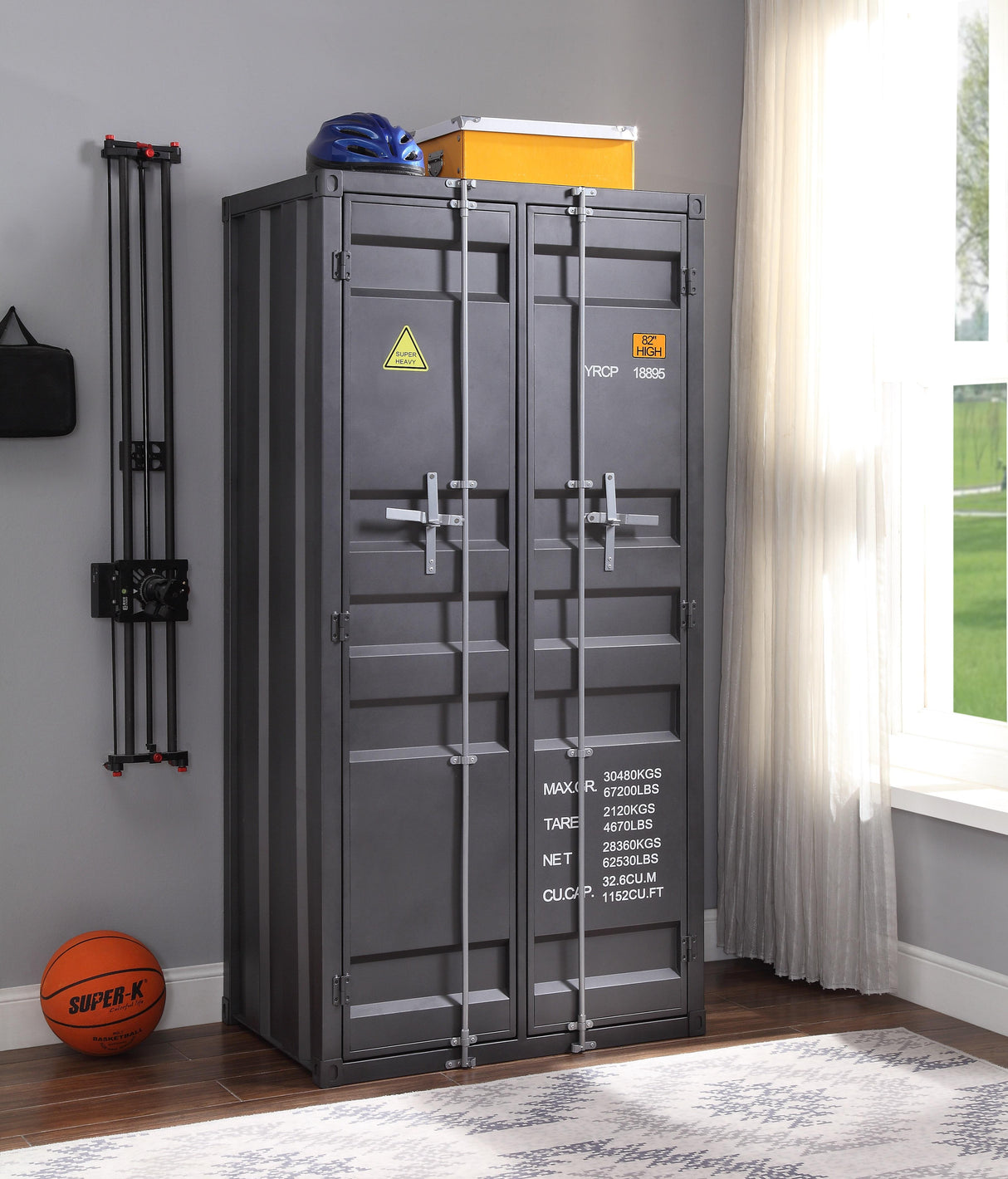Cargo Gunmetal Wardrobe (Double Door) - galleria furniture outlet